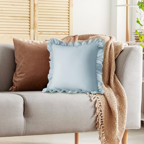 KKJIAF 2 Pack Ruffle Pillow Cases 26x26 Inches, Dusty Blue - Image 5