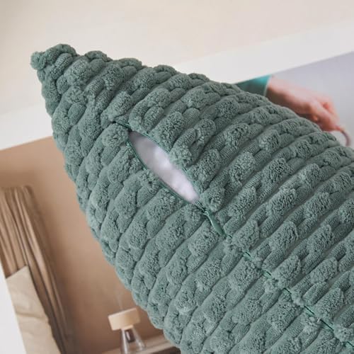 Kevin Textile Soft Corduroy 14"x22" Lumbar Pillow Cover 1 Pack, Teal Green - Image 3
