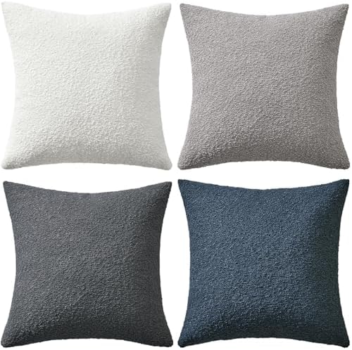 MIULEE Decorative Boucle Throw Pillow Covers 18x18 Blue Gray Set of 4 - Image 7