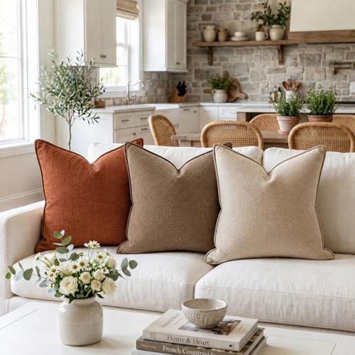 Fancy Homi Set of 2 Small Taupe 12x12 Inch Soft Chenille Decorative Throw - Image 2