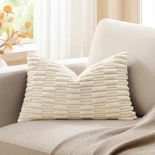 Kevin Textile 12x24 Inch Lumbar Pillow Cover 1 Pack Soft Plush Stripe by KevinTextile
