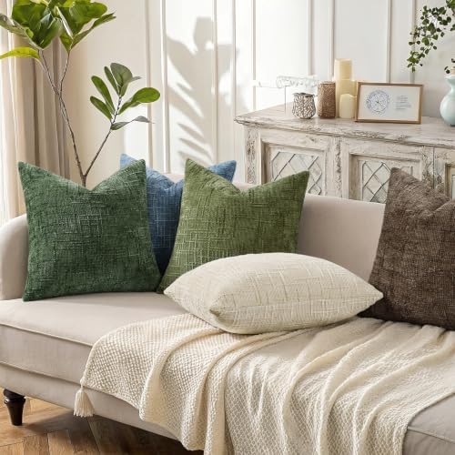 decorUhome Textured Chenille Throw Pillow Covers 22x22 Set of 2 Blue - Image 6