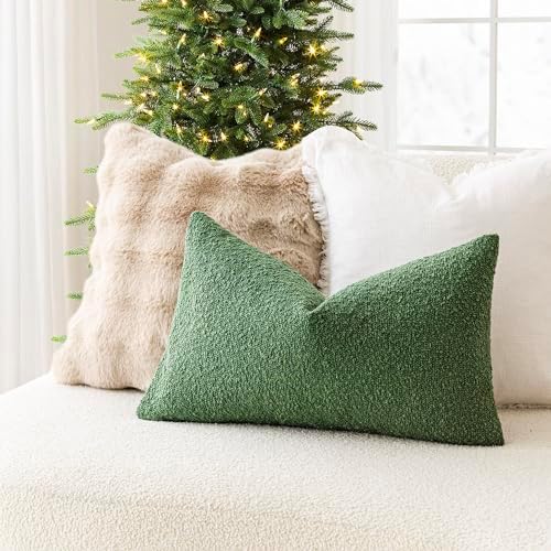 Foindtower Pack of 2 Textured Boucle Throw Pillow Covers Accent Solid - Image 4