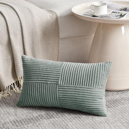Fancy Homi 2 Packs Grey Blue Lumbar Decorative Throw Pillow Covers 20x28 Inch - Image 2