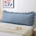 Navy Gingham Body Pillow Cover 20x54, Ruffled Cotton Sham by Jilboo