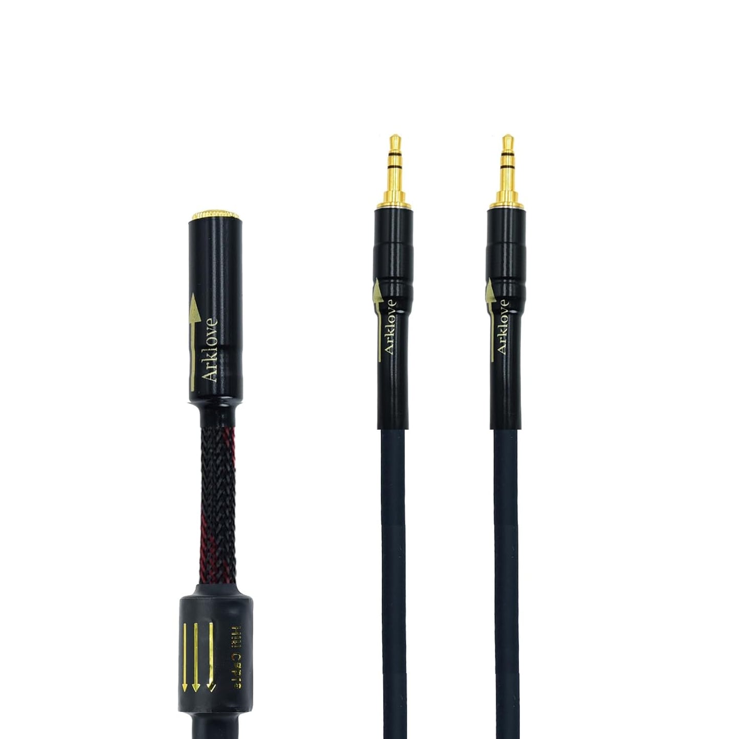 Arklove 20ft Shielded 1/8" aux Input 3.5mm Female to 2X 3.5 Output Splitter Stereo Audio Video Cable Out 3.5 Male to Two 3.5 Male in Dual 2 Speaker Cord 24k Gold Plated