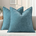 decorUhome Chenille Teal Velvet Throw Pillow Covers 22x22 Set of 2 by decorUhome