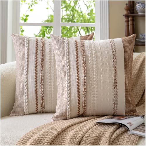 Cethom Boho Throw Pillow Covers 20x20 Inch Set of 2, Accent Cushion Cover by Cethom