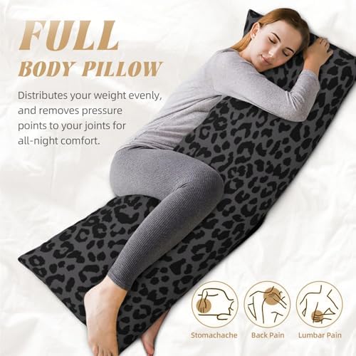 Black Leopard Cheetah Body Pillowcase, Long Pillow Cover 20"x54" Soft - Image 5