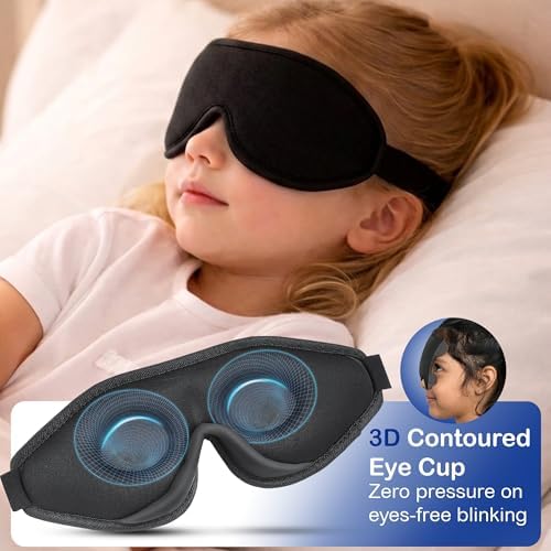 3D Sleep Mask for Kids, Light Block Sleeping Blindfold Memory Foam Contoured - Image 4