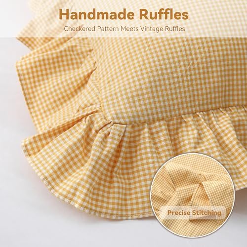 Gingham Body Pillow Cover 20x54, Mustard White Plaid - Image 5