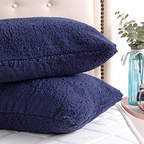 REAFORT Sherpa Pillowcases Set of 2, Zipper Closure - Image 4