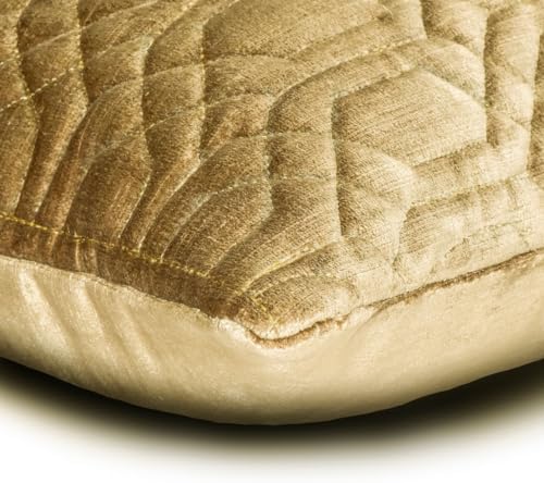 The HomeCentric Decorative Gold 12"x24" Lumbar Pillow Cover, Velvet Lattice - Image 2