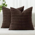MIULEE Corduroy Decorative Throw Pillow Covers 18x18 Dark Brown Pack of 2 by MIULEE