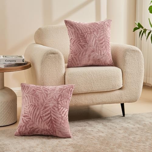 SOCHOW Decorative Throw Pillow Covers 18x18 Inches Set of 2, Soft Leaves - Image 4