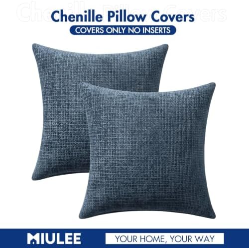 MIULEE Decorative Navy Blue Euro Sham Pillow Covers 24x24 Inch 2 Pack - Image 7