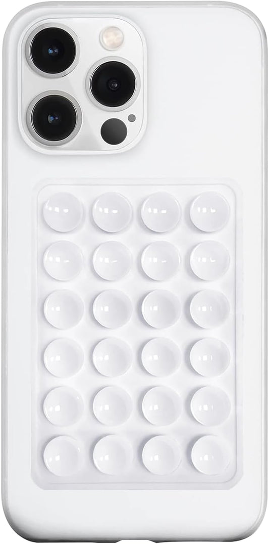 Silicone Suction Phone Case Mount, Silicon Adhesive Phone Accessory for Smartphones, Hands-Free Mirror Shower Phone Holder for Selfies, Tiktok Videos (White)