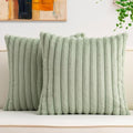 Pack of 2 Faux Fur Christmas Throw Pillow Covers 24x24 Inch, Sage Green by Unknown