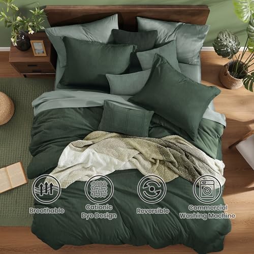 Monbix Super King Plus Comforter Set Deep Forest 7 Pieces Bed in a Bag - Image 2