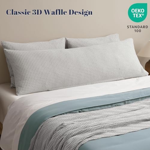 PHF Ultra Soft Waffle Body Pillowcase 20" x 54", Light Grey, No Insert - Image 2