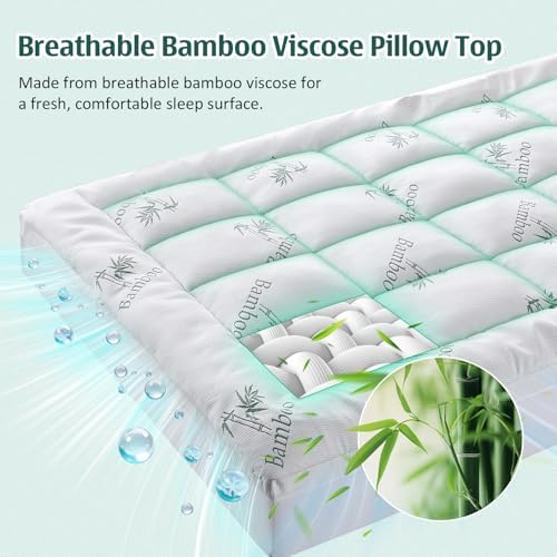 DOWNCOOL Queen Mattress Topper Memory Foam, Viscose Derived from Bamboo - Image 4