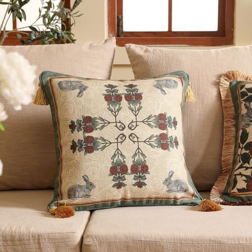 patdrea Designer Throw Pillow Covers Set of 2, French Elegant Green Linen - Image 2