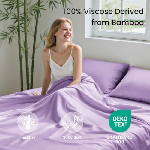 Love's cabin 4 Piece Queen Sheet Set, 100% Rayon Derived from Bamboo, Cooling & - Image 2