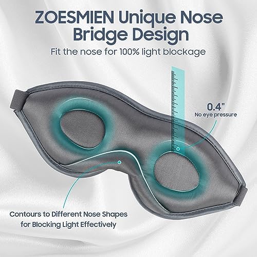 22mm Mulberry Silk Sleep Mask, 3D Lash Friendly Eye Mask Adjustable Gray - Image 2