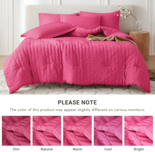 MUXHOMO 7 Pieces Oversized Queen Comforter Set, Seersucker Bed in a Bag - Image 5