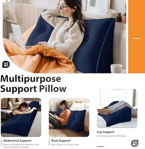Triangle Reading Pillow XXLFull Size XXL Wedge Headboard Extra Large Back - Image 3