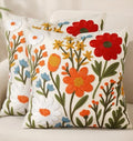 Embroidered Throw Pillow Covers 18x18 Inch, Flower Cluster by Kokaaee
