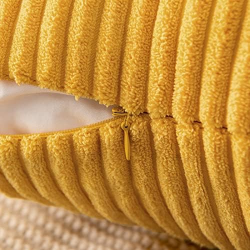 MIULEE Soft Corduroy Throw Pillow Covers Set of 2 18x18 Mustard Yellow - Image 4