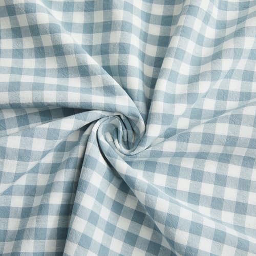 KKJIAF 2 Pcs Ruffle Gingham Pillow Covers 24" x 24", Dusty Blue Plaid - Image 7