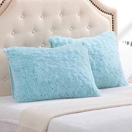 REAFORT Long Hair Faux Fur Standard Shams 20"x26", Envelope Closure - Image 3