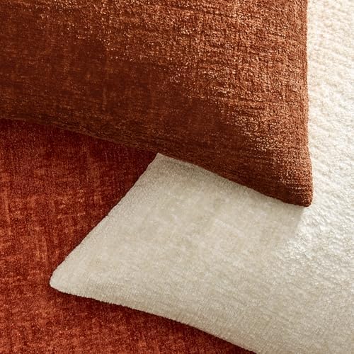 MIULEE Fall Couch Pillow Covers Textured Chenille 18x18 Rust - Image 3