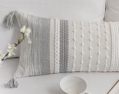 BlissBlush Gray Decorative Lumbar Pillow Cover 14x36, Farmhouse Lumbar Throw - Image 7