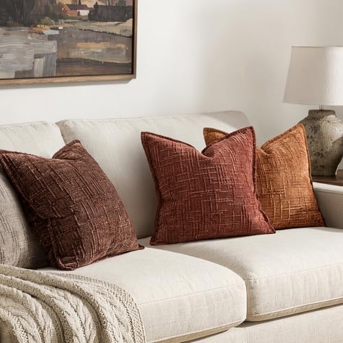 MIULEE Textured Decorative Fall Throw Pillow Covers Terracotta 20x20 - Image 5