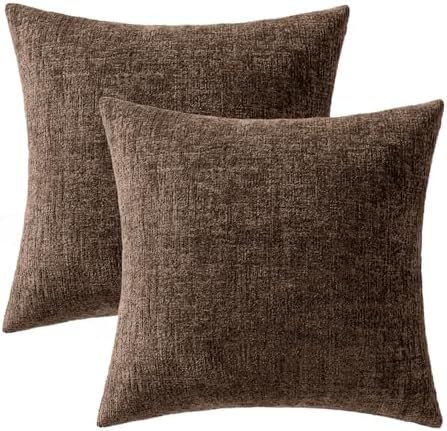 MIULEE Fall Couch Pillow Covers Textured Chenille 18x18 Brown - Image 7