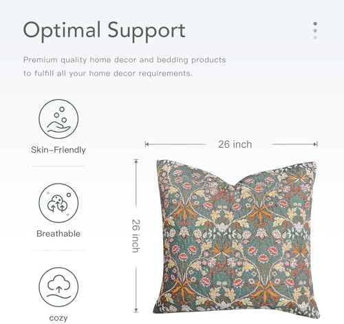 Lady Ann Cotton Throw Pillow Covers Set, Vibrant Paisley Floral Pattern Plant - Image 4
