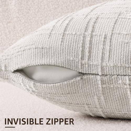decorUhome Textured Chenille Throw Pillow Covers 16x16 Set of 2 Light Grey - Image 3
