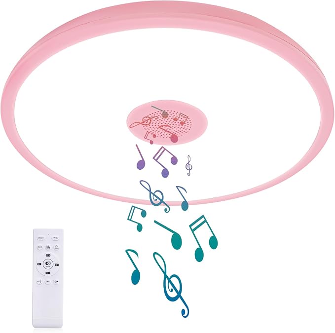 Pink Waterproof LED Ceiling Light Fixture, Music Ceiling Lamp, by AlwaysOnAlwaysWarm