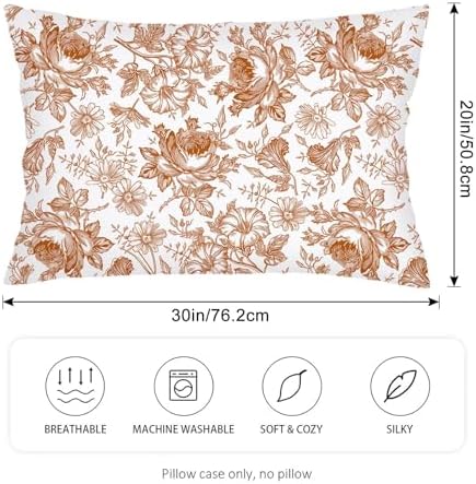 Orange and White Porcelain Floral Throw Pillow Cases Queen Size Set of 2 - Image 2