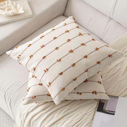 YEENAASY Boho Throw Pillow Covers 16x16 Set of 2 Farmhouse Pillow Cases - Image 2
