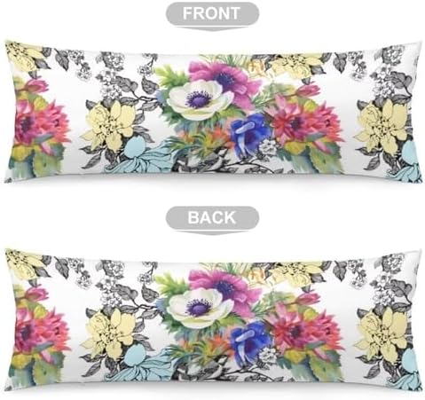Chinoiserie Body Pillow Cover Flowers Long Pillow Case - Image 5