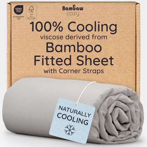 Bambaw 100% Viscose Derived from Bamboo Fitted Sheet Full Size, Cooling Fitted by Bambaw