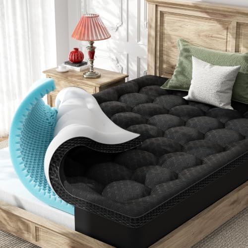 Dual Layer 4 Inch Full Size Mattress Topper, Memory Foam Mattress Topper by Qocismile