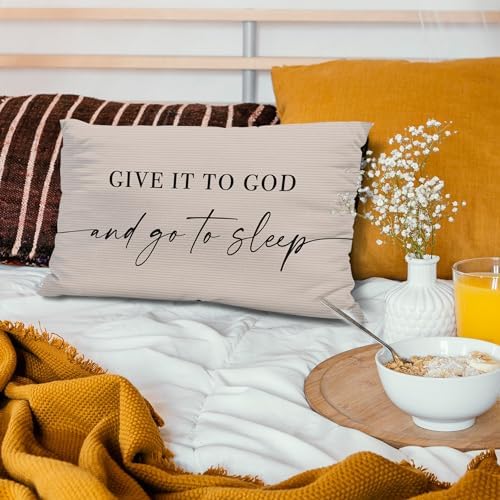 Knibeo Give It to God and Go to Sleep, Decorative Corduroy Pillows Cover - Image 4