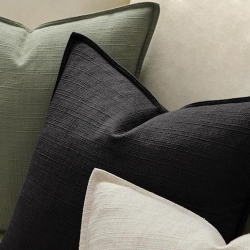 MIULEE Thick Textured Decorative Throw Pillow Covers 20x20 Inch Black - Image 3