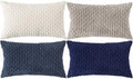 Set of 4 Navy White Taupe Decorative Throw Pillow Covers 12x20 Inch Corduroy by Cozoomy