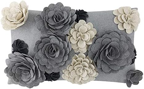 KINGROSE Vintage 3D Flower Lumbar Throw Pillow Cover, 12X20 Inch by KINGROSE